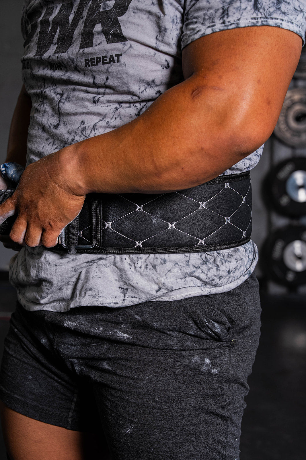 Black and White Stitched Belt