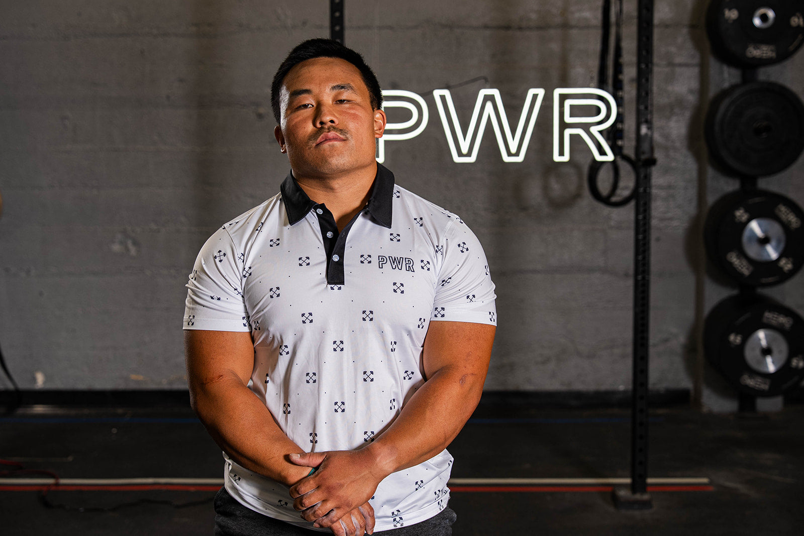 Polo White/black barbell