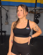 PWR Motion Bra - Black- Paint splatter logo